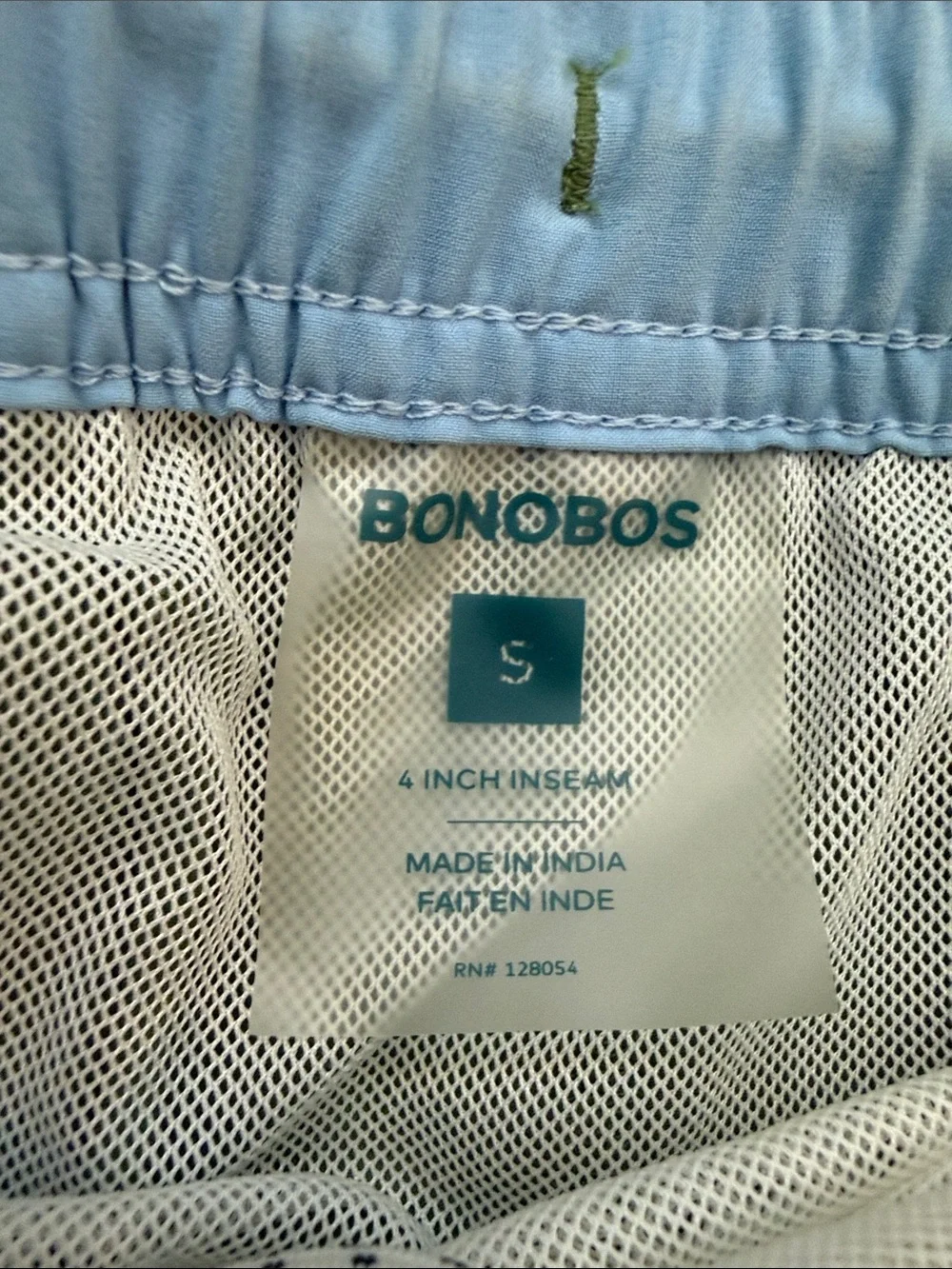 Men's Bonobos Green Athletic / Swim Shorts with zip pocket, mesh liner. Small